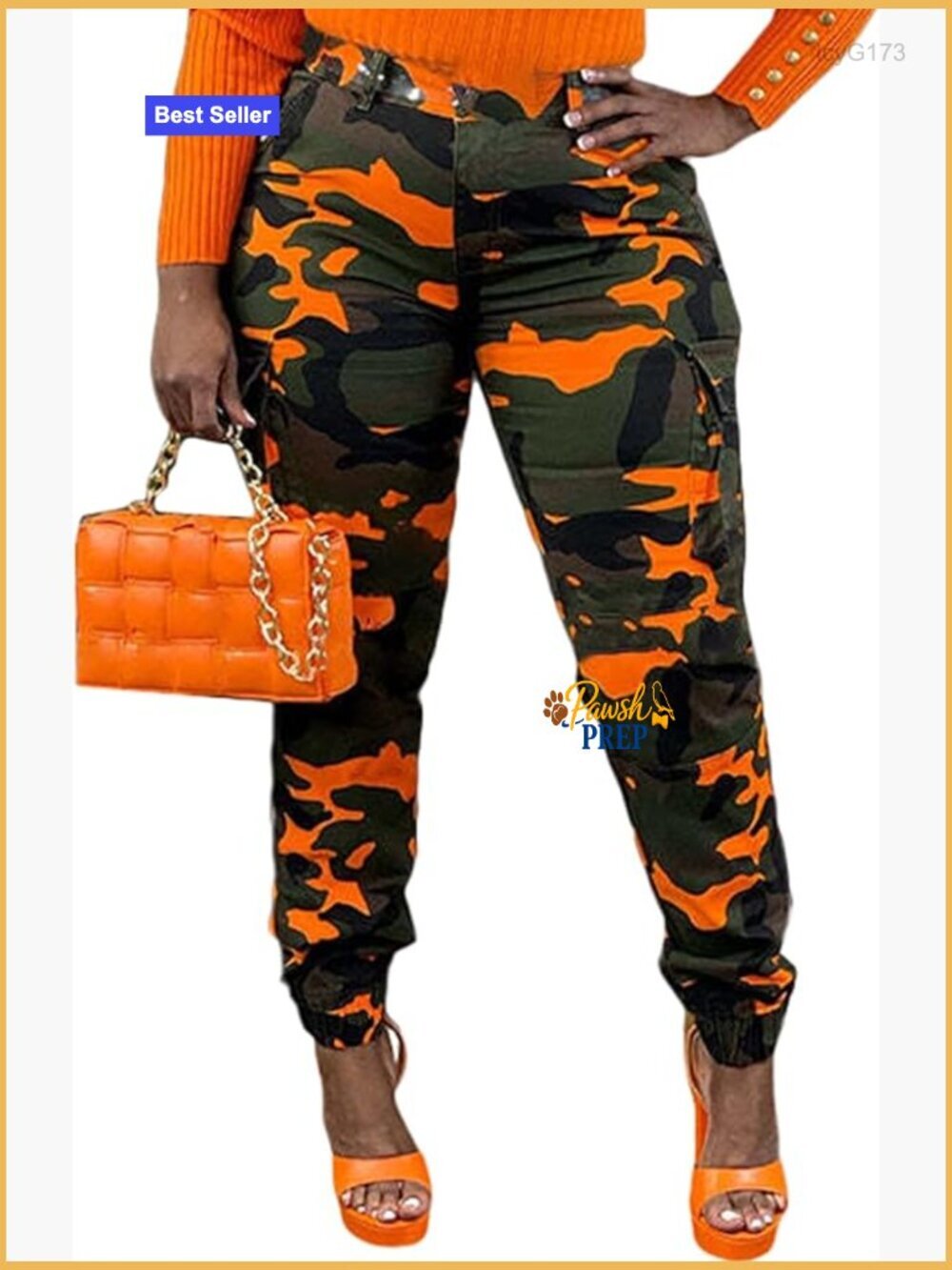 High Waist Camo Cargo Joggers with Belt Utility Pockets Tapered Sweatpants